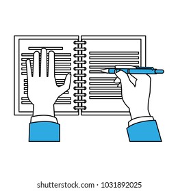 Hands with book open