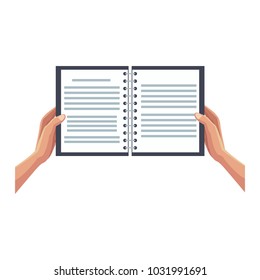 Hands with book open