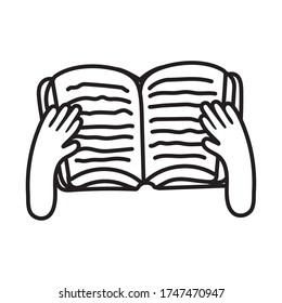 manos con diseño de ilustración vectorial de líneas de lectura de libros