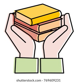 hands with books icon