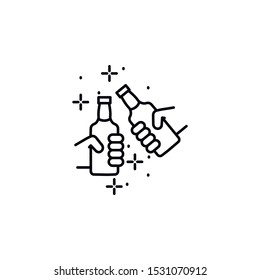 Hands, bottle icon. Element of Party icon. Thin line icon