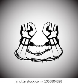 hands bound in barbed wire