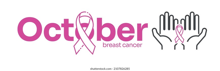 Hands with bow icon supporting the pink october campaign against breast cancer
