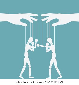 hands with boxing puppets