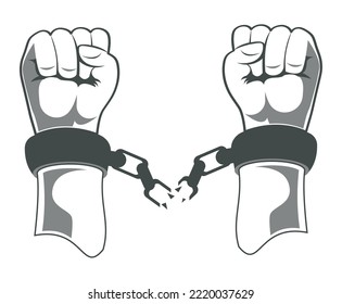 Hands Breaking Chain Freedom Icon