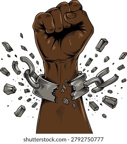 Hands Breaking Chains Freedom Symbol Illustration