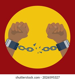Hands Breaks Handcuffs suitable for Abolition of Slavery Illustration