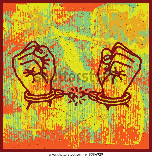 Hands Broken Shackles Vector Illustration On Stock Vector (Royalty Free
