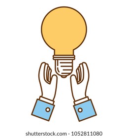 hands with bulb energy light icon