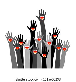 Hands with burning candle. Silhouette of hands with a lighted heart. Symbol of remembrance.