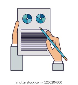Hands with business graph
