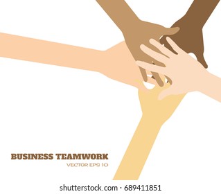 hands business teamwork vector flat design element.