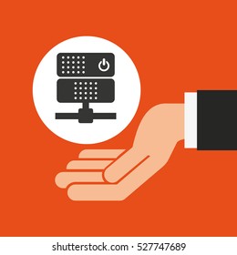 hands businessman data center server vector illustration eps 10