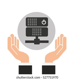 hands businessman data center server vector illustration eps 10