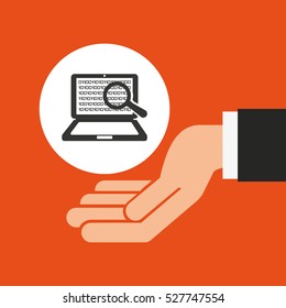 hands businessman data laptop binary search vector illustration eps 10