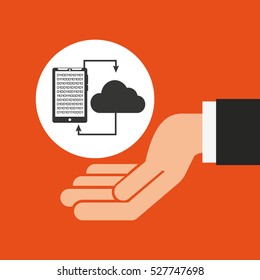 hands businessman data smartphone cloud vector illustration eps 10