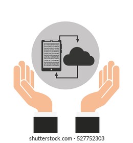 hands businessman data smartphone cloud vector illustration eps 10