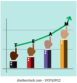 hands of businessman with graph increase on background ,teamwork concept,business sign. vector illustration