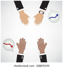 hands of businessman with graph increase on background ,teamwork concept,business sign. vector illustration