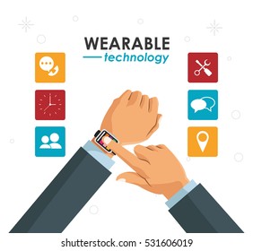 hands businessman wearable technology