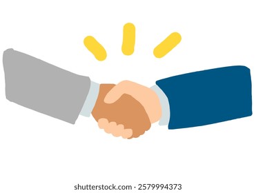 Hands of businessmen shaking hands flat vector illustration