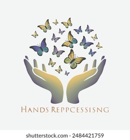 hands and butterflies. This is a vector file. If you want to change anything it is possible.This is my logo design.