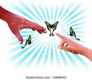 hands and  butterfly