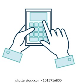 hands with calculator math isolated icon vector illustration design