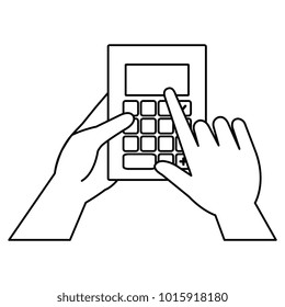 hands with calculator math isolated icon