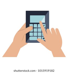 hands with calculator math isolated icon