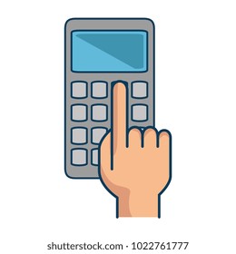 hands with calculator math isolated icon