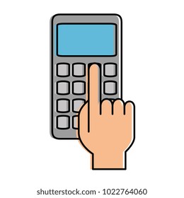 hands with calculator math isolated icon