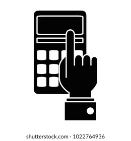 hands with calculator math isolated icon