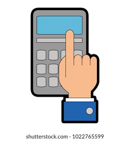 hands with calculator math isolated icon