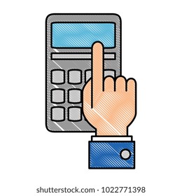 hands with calculator math isolated icon