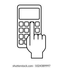 hands with calculator math isolated icon