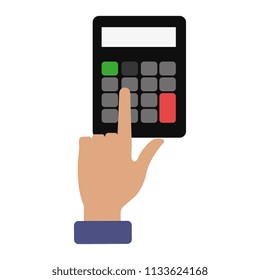 hands with calculator math isolated icon