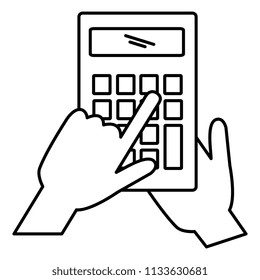 hands with calculator math isolated icon
