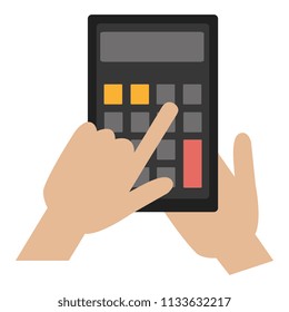 hands with calculator math isolated icon