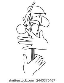 Manos con flores de calla vector abstracto