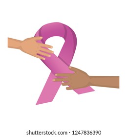 hands with campaign ribbon