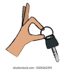 hands with car key isolated icon