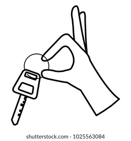 hands with car key isolated icon