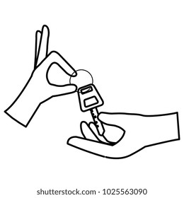 hands with car key isolated icon