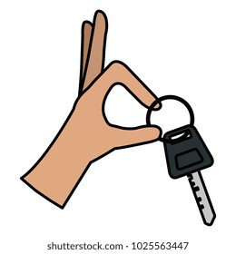 hands with car key isolated icon