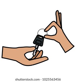 hands with car key isolated icon