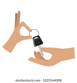 hands with car key isolated icon