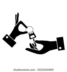 hands with car key isolated icon