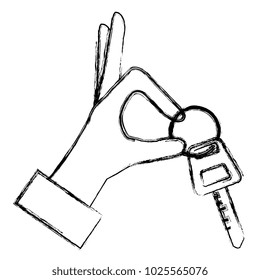 hands with car key isolated icon