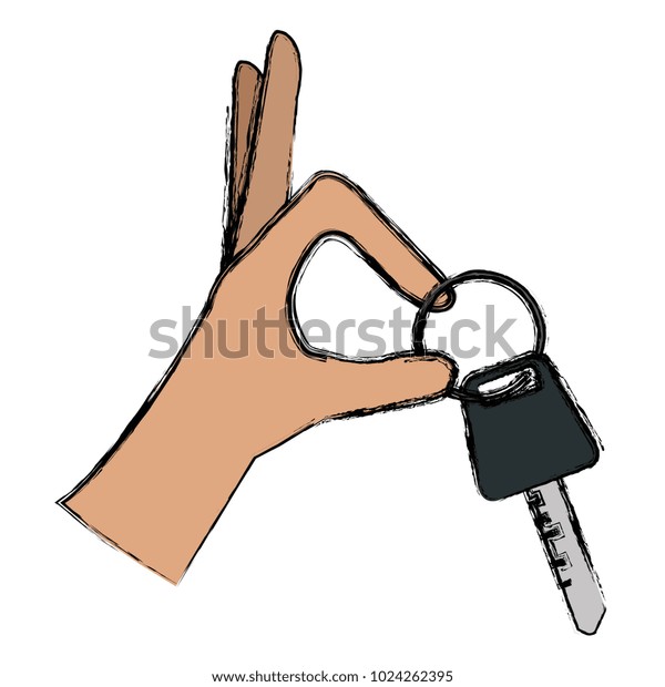 hands with car key isolated\
icon